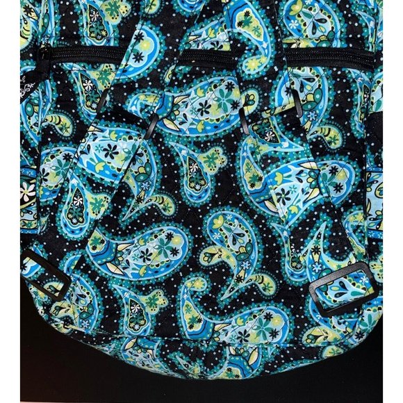 Nicole Brayden Quilted Backpack Blue Paisley EUC Approx 15x11x5 Inches - Picture 10 of 10